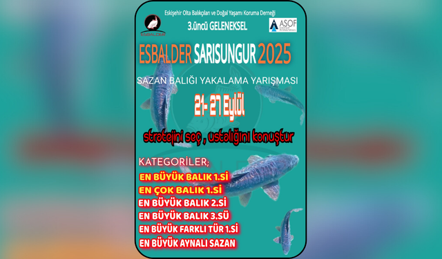 Eskişehir’de Sportif Sazan Balığı Yakalama Yarışması Başlıyor